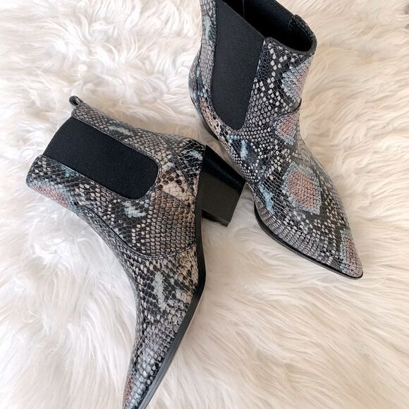PAIGE Willa Chelsea style multicolor snake print leather bootie NWOT size 6.5 - Picture 2 of 9